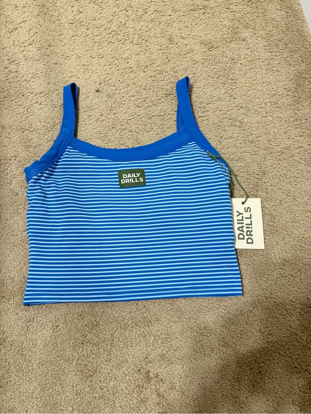 Daily Drills athletic stripe drop tank size Large NWT